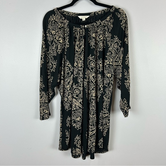 Lucky Brand Black and Cream Patterned Blouse Size 3X - Picture 2 of 11